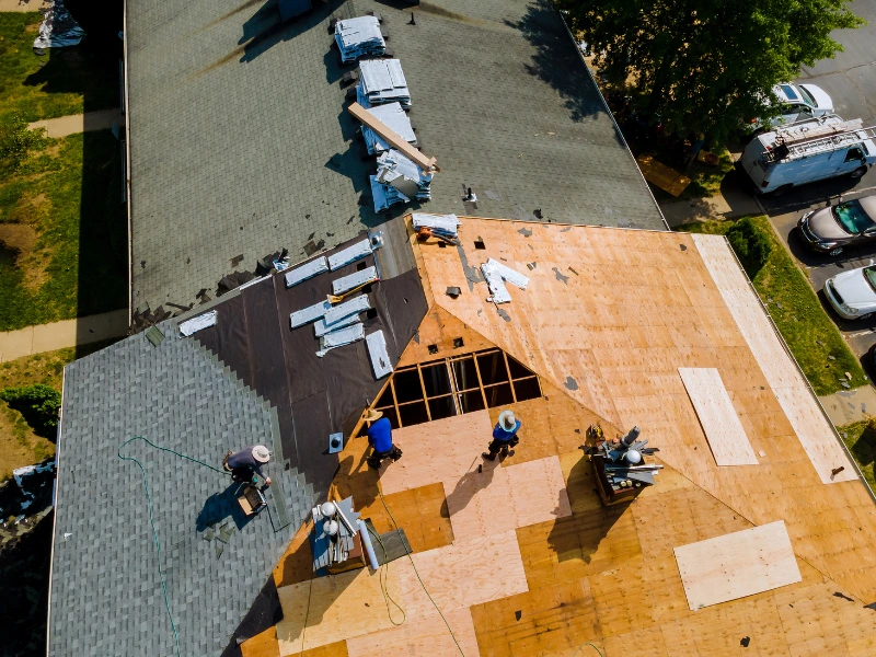 roof roof installation on a house